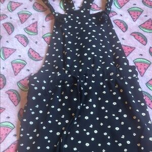 Kids Black Floral Overalls